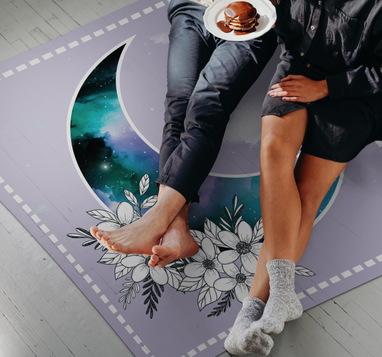 Celestial Blossoms floral vinyl rug - TenStickers