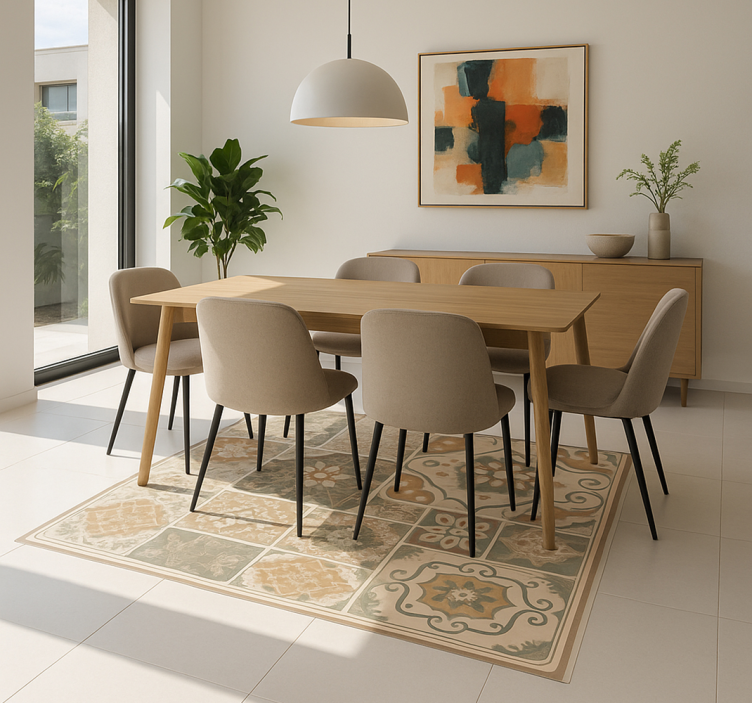 Cement tiles various sizes living room vinyl rug - TenStickers