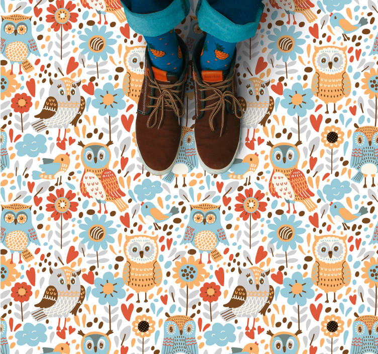 Charming owl pattern animal vinyl rug - TenStickers