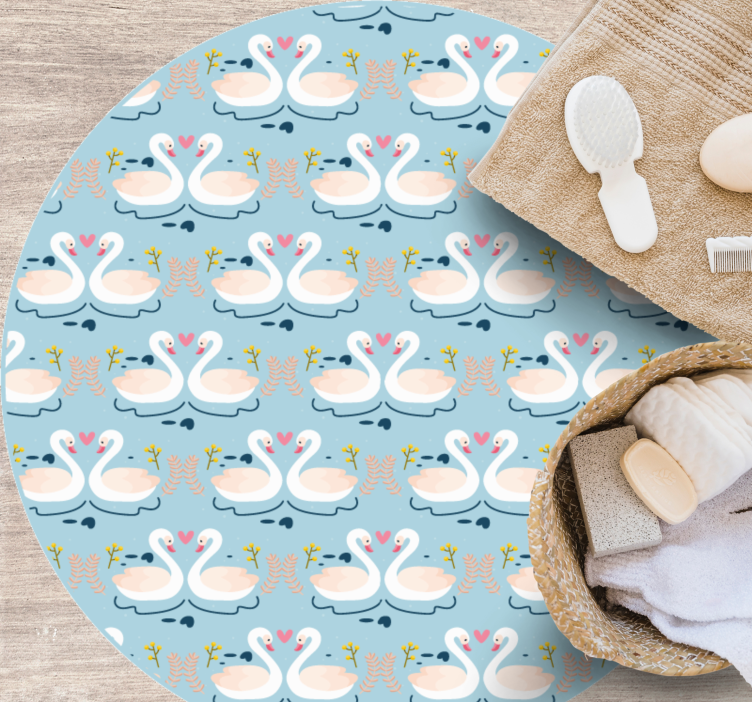 Charming swan pattern animal vinyl rug - TenStickers