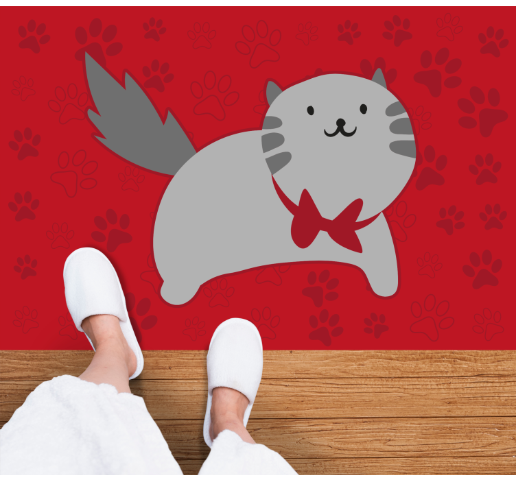 Cheerful Cat Illustration animal vinyl rug - TenStickers