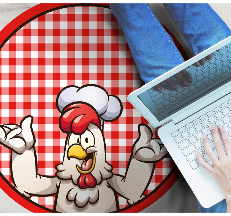 Cheerful Chicken Chef kitchen vinyl rug - TenStickers
