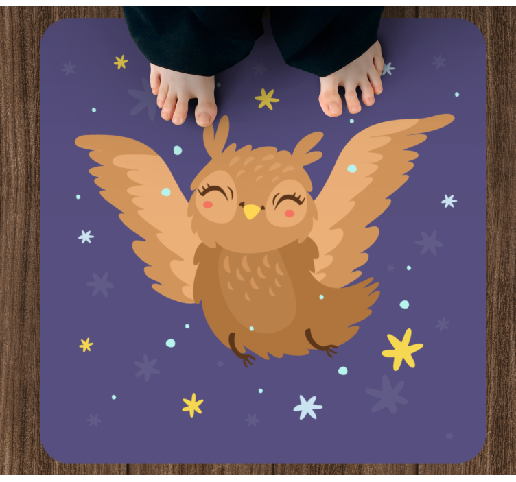 Cheerful Owl Design kids vinyl rug - TenStickers