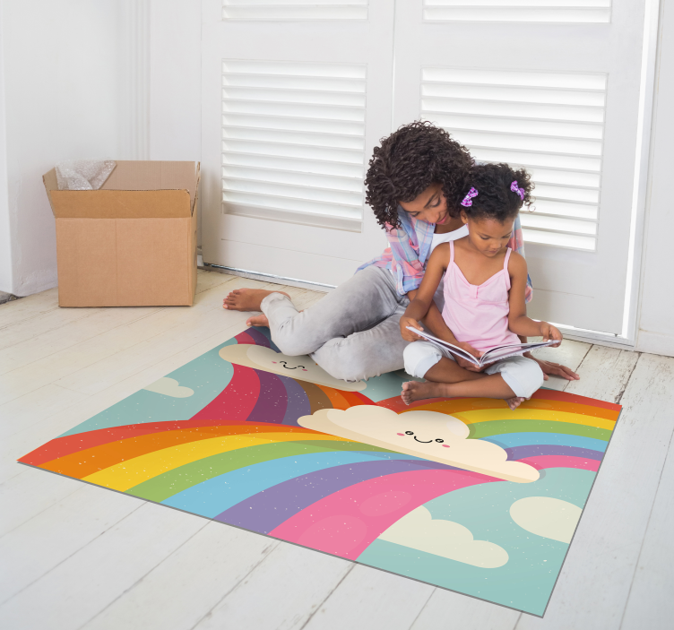 Cheerful Rainbow Art kids vinyl rug - TenStickers