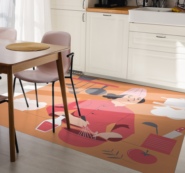 Chef Illustration kitchen vinyl rug - TenStickers