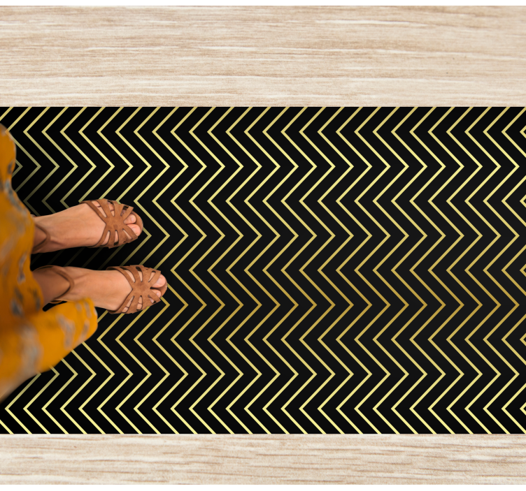 Chevron golden motif geometric vinyl rug - TenStickers