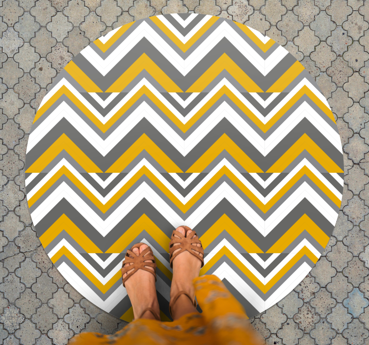 Chevron grey and yellow geometric vinyl rug - TenStickers