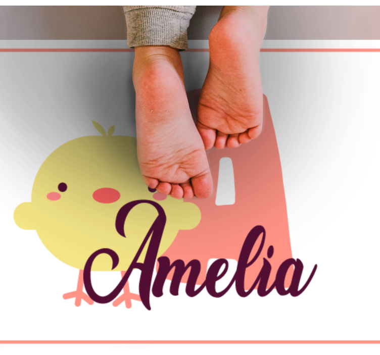 Chick with name and initial nursery vinyl rug - TenStickers