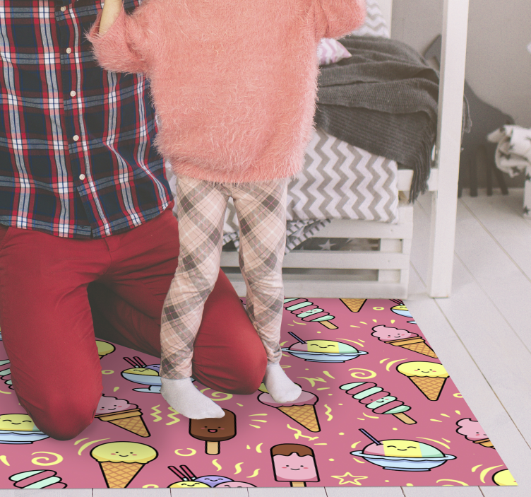 Children's vinyl rug ice cream with smile - TenStickers