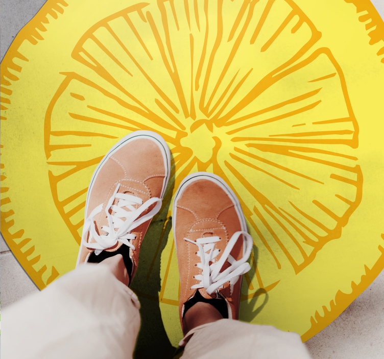 Yellow citrus slice kitchen vinyl rug - TenStickers