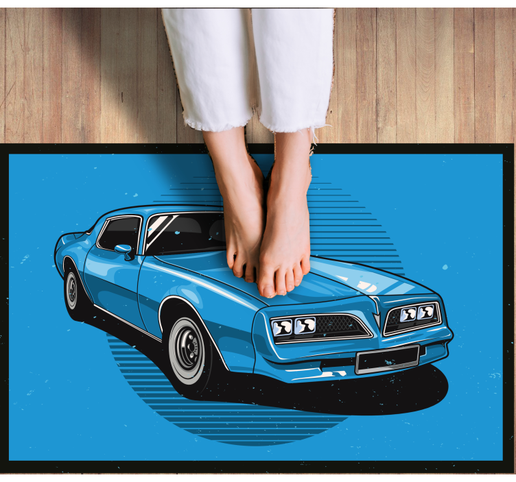 Traditional Azure Automobile blue vinyl rug - TenStickers