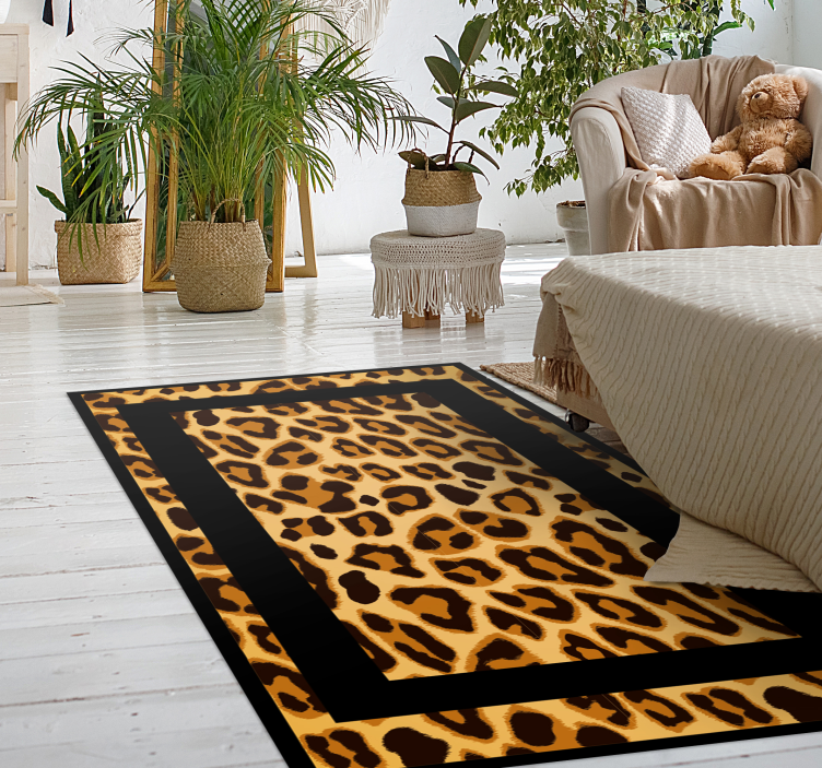 Classic orange tiger animal print vinyl rug - TenStickers