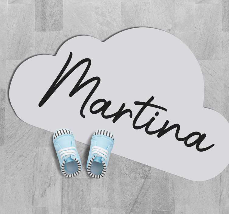 Grey cloud with name kids vinyl rug - TenStickers