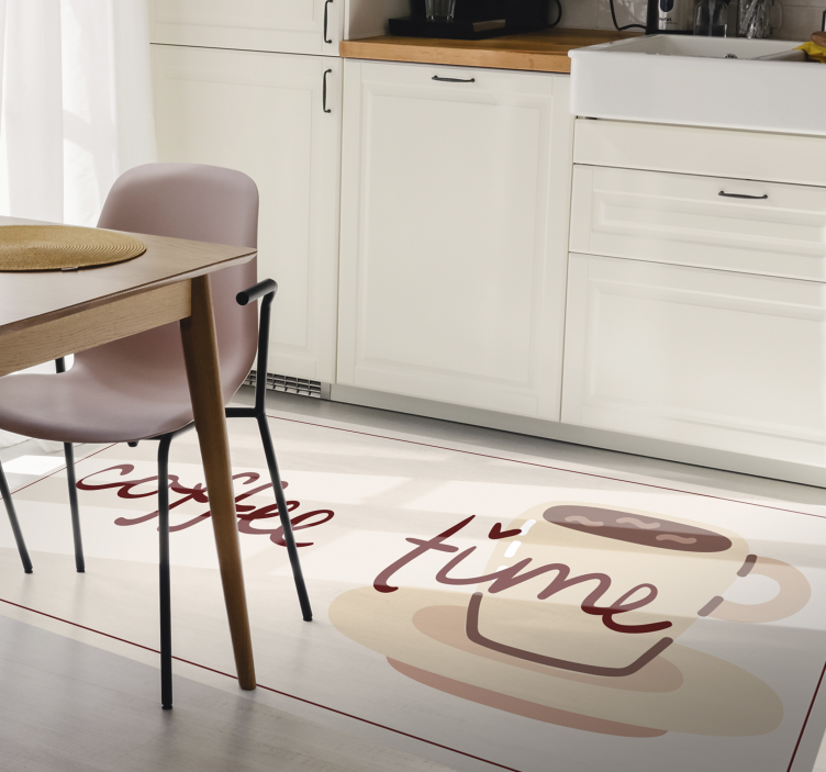 Coffee time cup kitchen vinyl rug - TenStickers