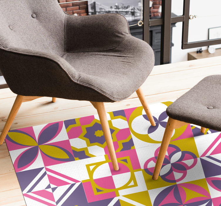 Colorful Abstract Geometry geometric vinyl rug - TenStickers