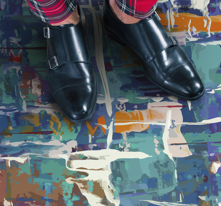 Colorful abstract splash textured vinyl rug - TenStickers