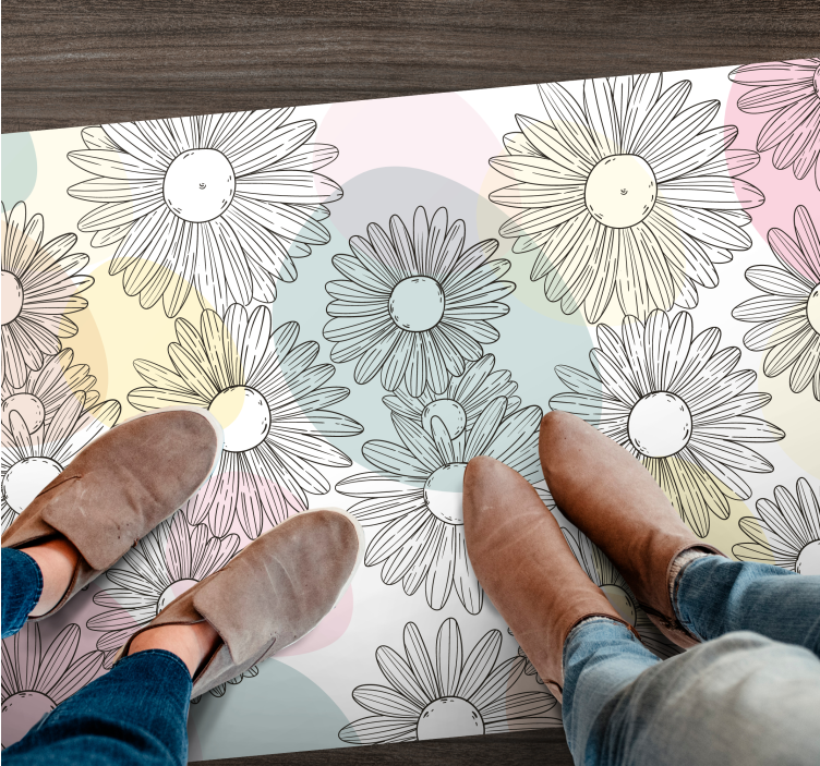Aquarella daisy design floral vinyl rug - TenStickers