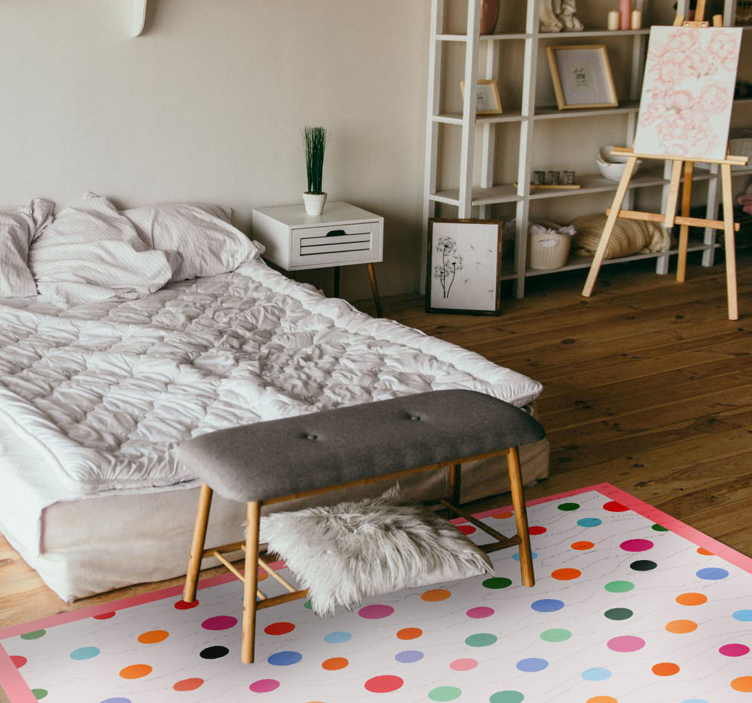 Colorful dot pattern bedroom vinyl rug - TenStickers