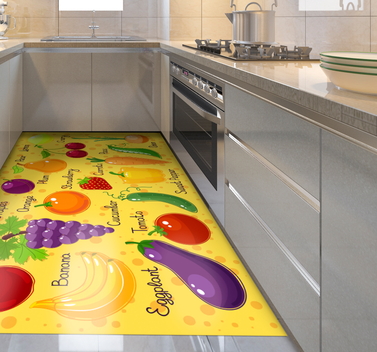 Colorful Fruit Vegetables kitchen vinyl rug - TenStickers