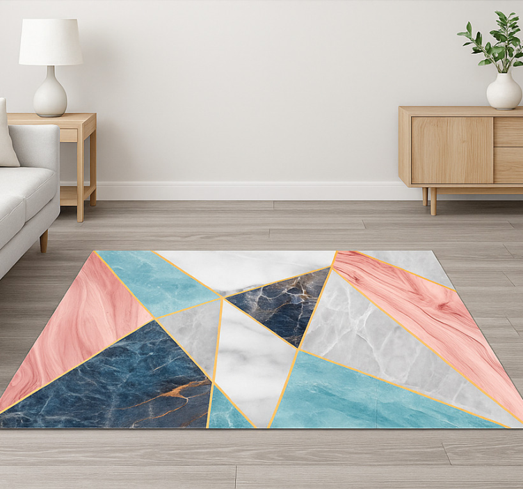 Colorful geometric design marble vinyl rug - TenStickers