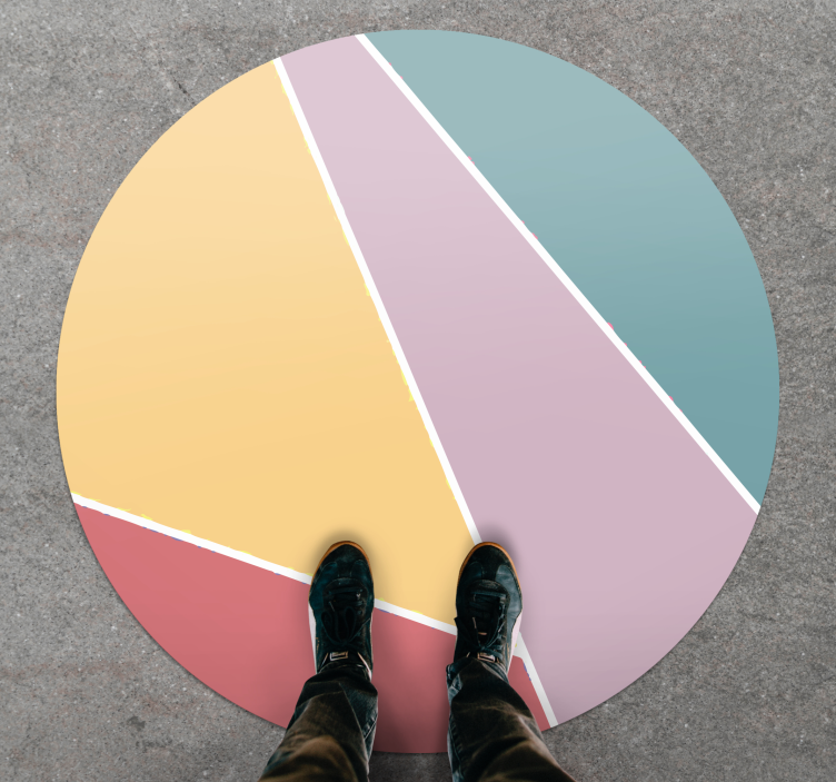 Colorful Geometric Splits circular vinyl rug - TenStickers