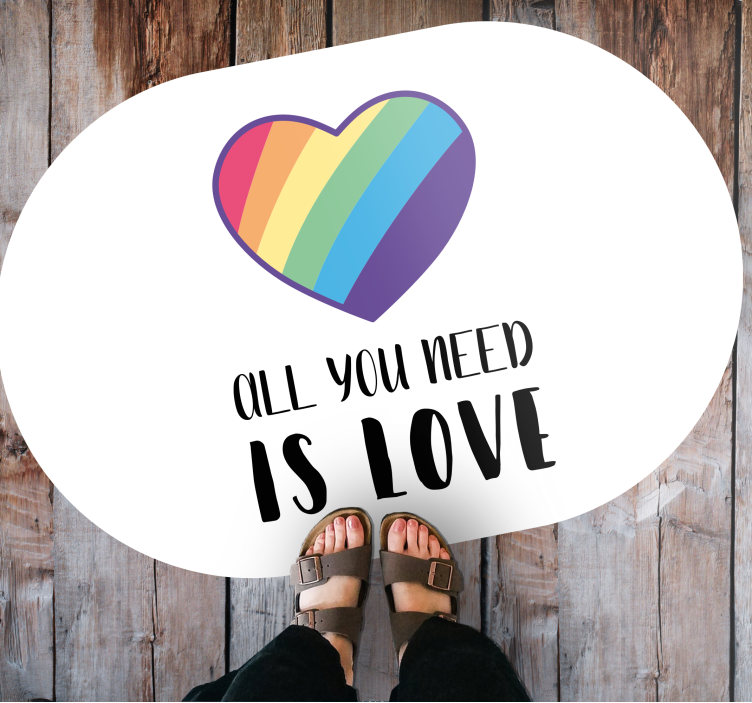 Colorful Heart Message custom rug - TenStickers