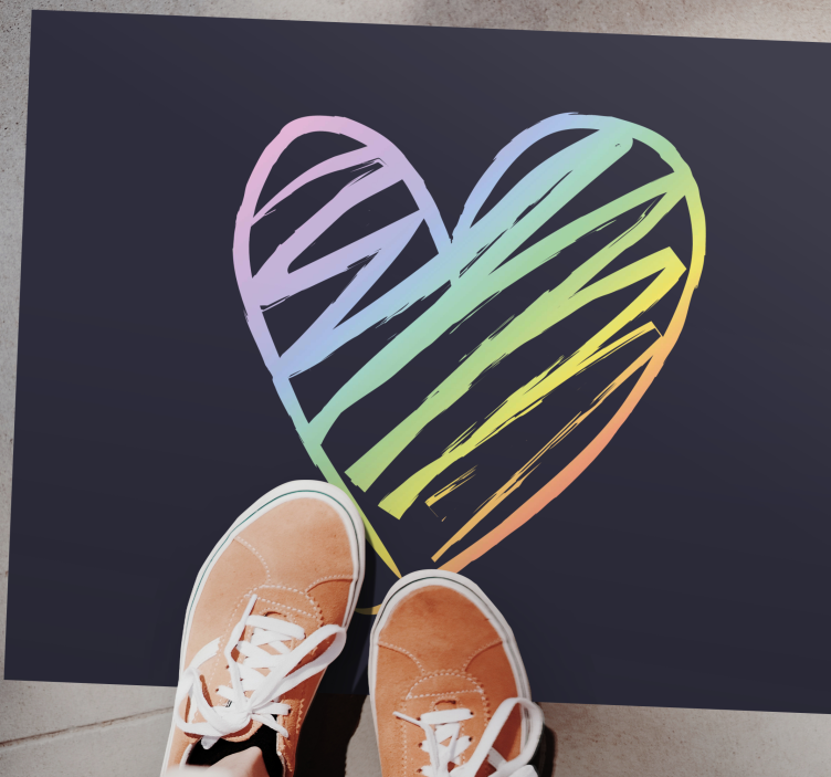 Rainbow heart teen vinyl rug - TenStickers