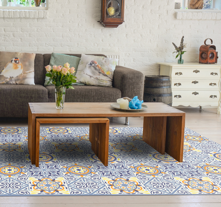 Colorful Mediterranean tile vinyl rug - TenStickers