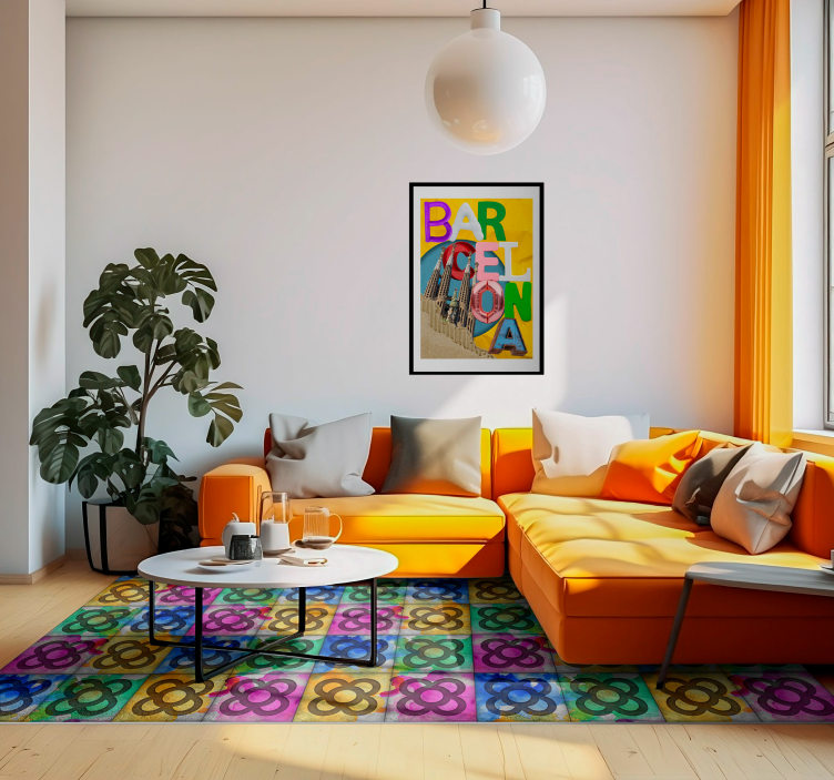 colorful panot tile vintage rug - TenStickers