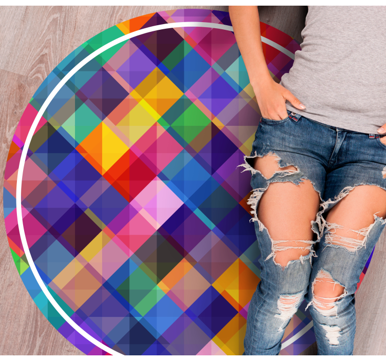 Colorful patchwork pattern geometric vinyl rug - TenStickers