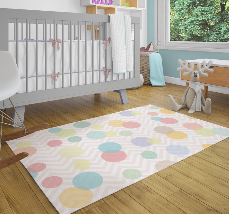 Colorful Polka Dot Chevron kids vinyl rug - TenStickers