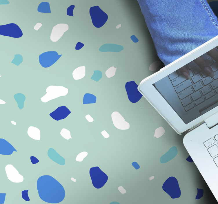 Blue terrazzo textured vinyl rug - TenStickers