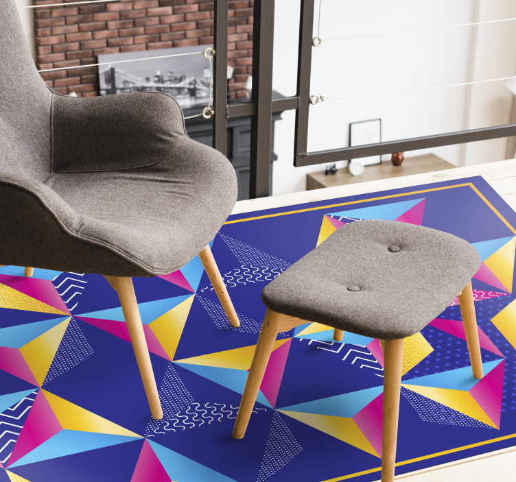 Colorful shapes vibrance geometric vinyl rug - TenStickers
