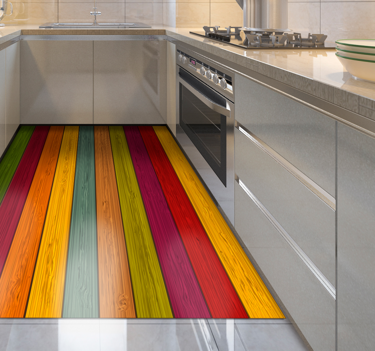 Colorful Striped Pathway striped vinyl rug - TenStickers