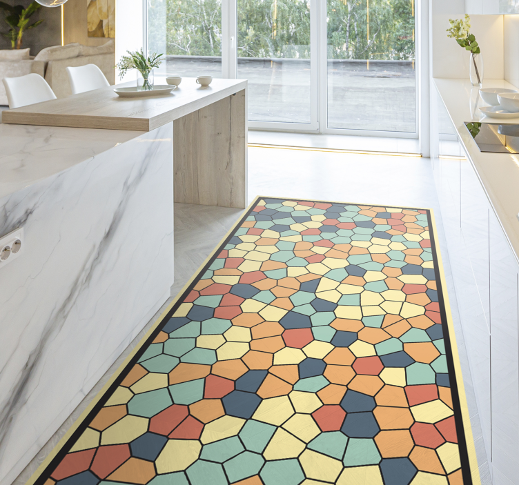 Colorful mosaic tile pattern kitchen vinyl rug - TenStickers