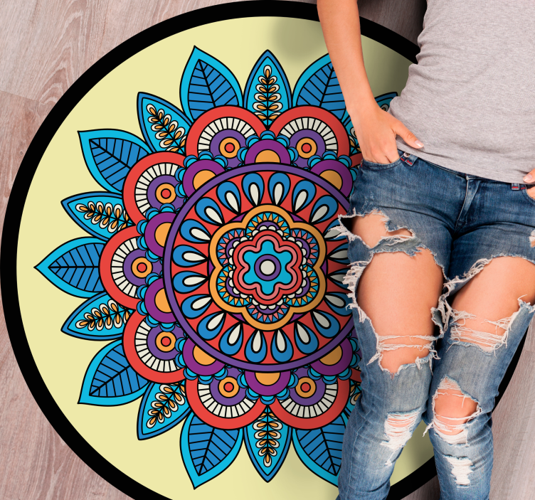 Colourful vintage mandala design vinyl rug - TenStickers