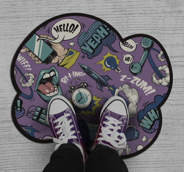 Comic Sound Effects game vinyl rug - TenStickers
