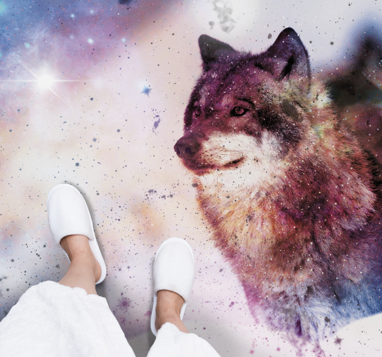Cosmic wolf image animal vinyl rug - TenStickers