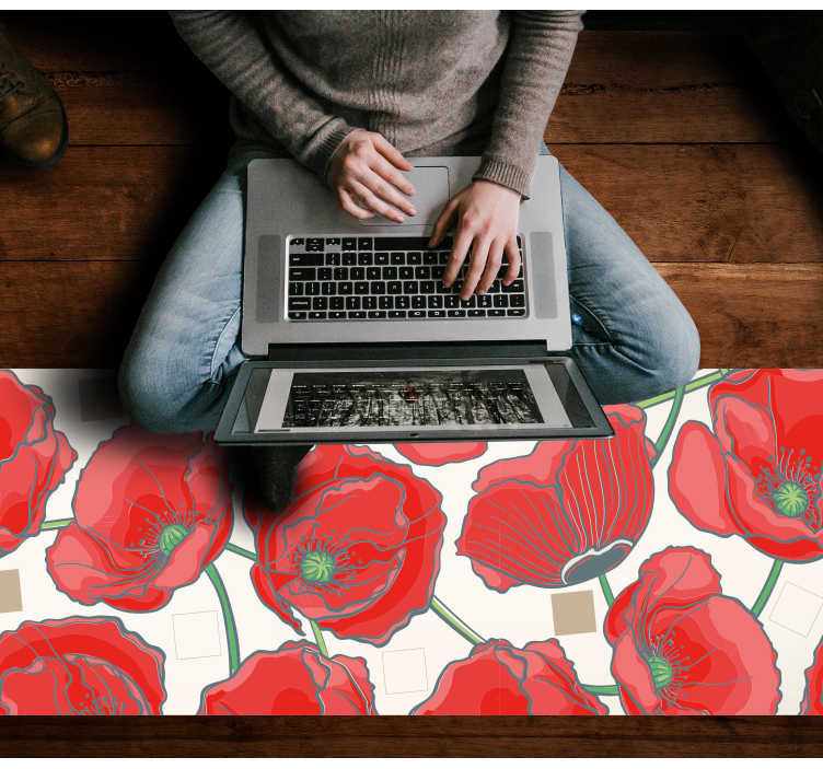 Crimson Blossom Sophistication floral vinyl rug - TenStickers