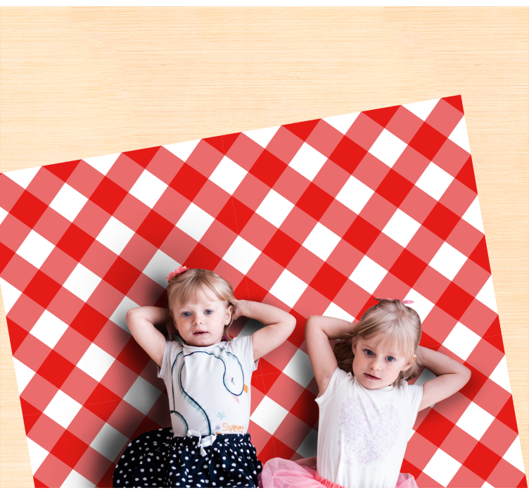 Crimson Checked Motif striped vinyl rug - TenStickers