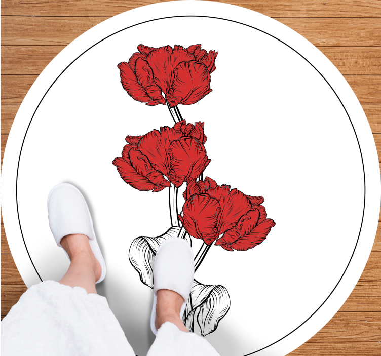 Red Floral Arrangement bathroom vinyl rug - TenStickers