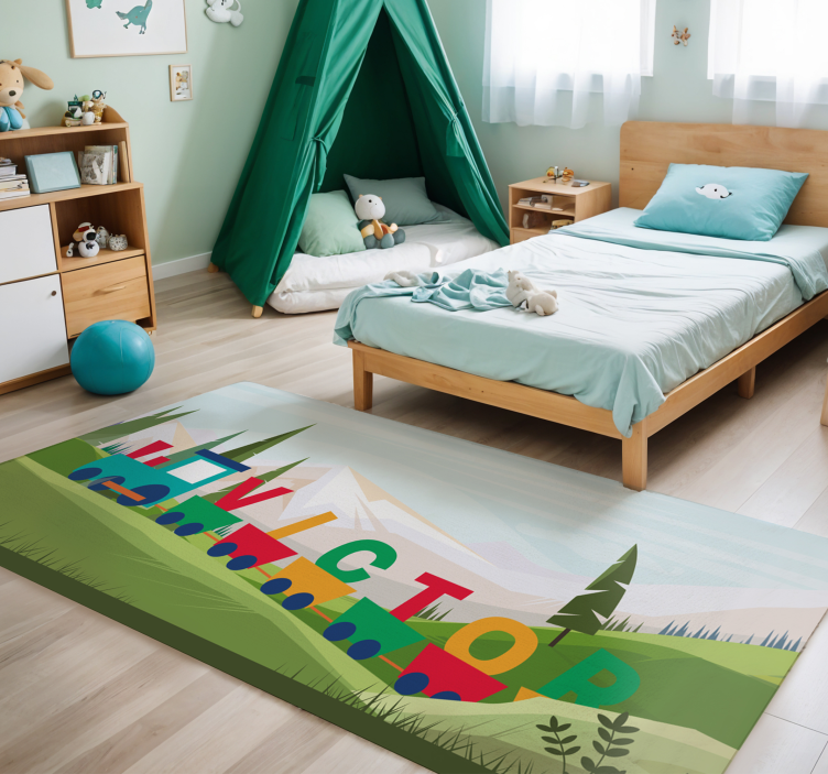 Customizable Alphabet Train Theme nursery rugs - TenStickers