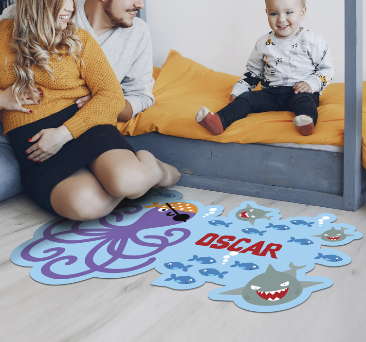 Customizable Ocean Creatures Accent custom vinyl rug - TenStickers