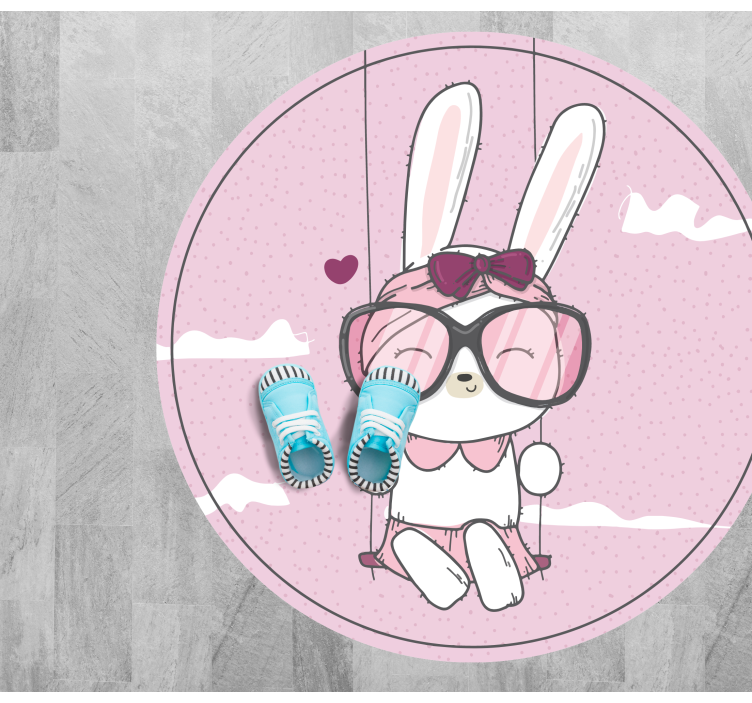 Cute Bunny Swinging kids vinyl rug - TenStickers