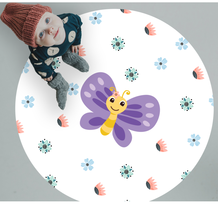 Purple butterfly design kids vinyl rug - TenStickers
