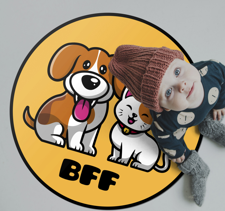 Cute cat and dog cartoon animal rug - TenStickers