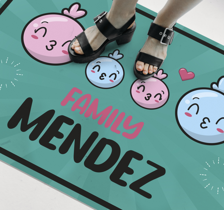 Water balloons with family name entrance hall vinyl rug - TenStickers