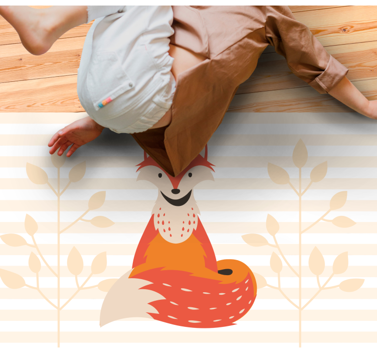 Cute Fox Illustration kids vinyl rug - TenStickers