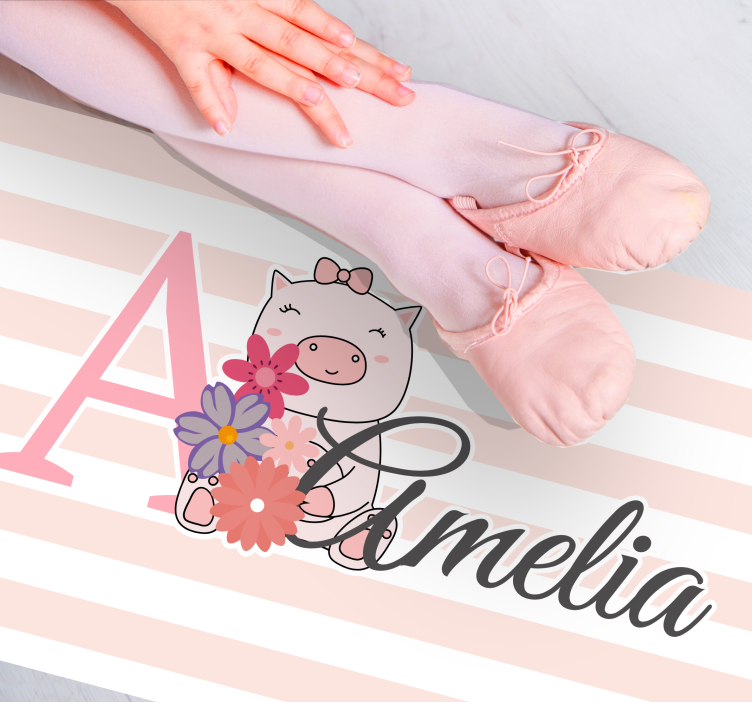 Cute Pig Illustration custom vinyl rug - TenStickers