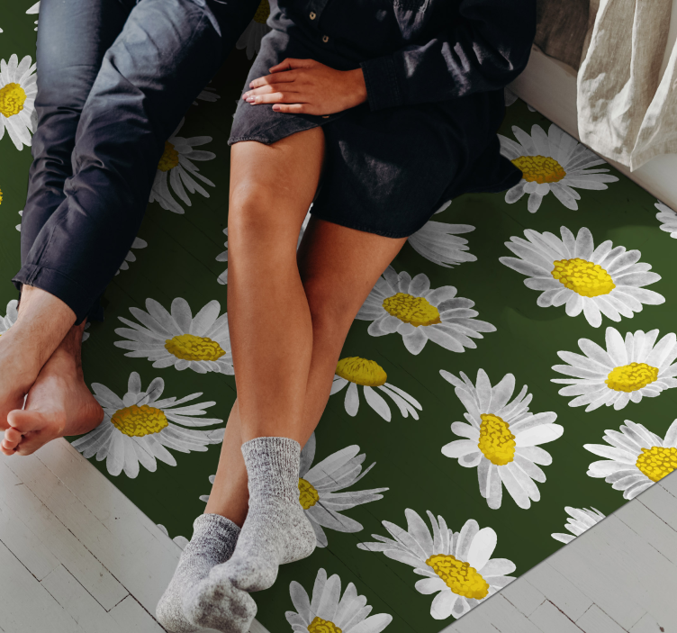Daisy Delight floral vinyl rug - TenStickers